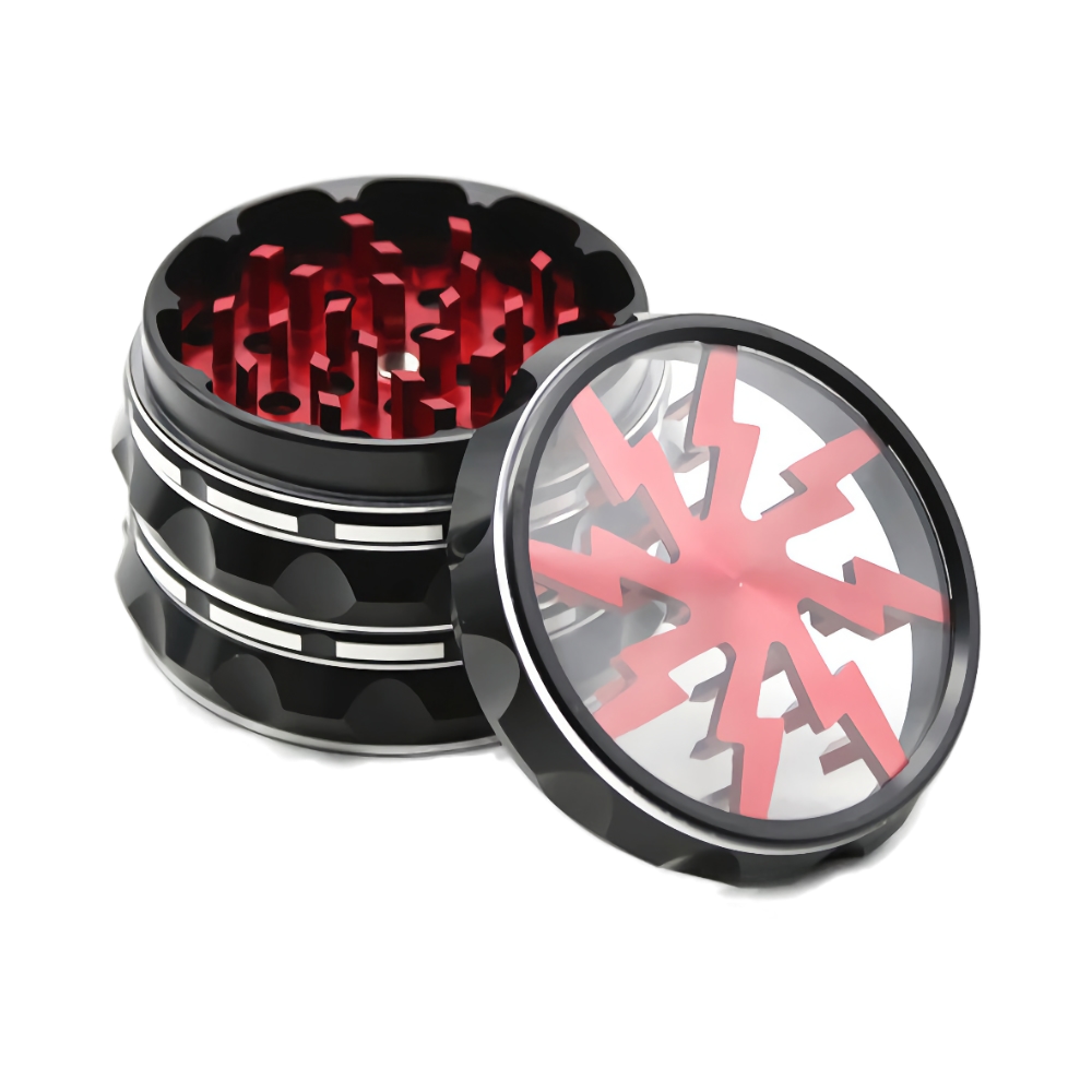 Grinder metalic 4 parti Thunder Rosu
