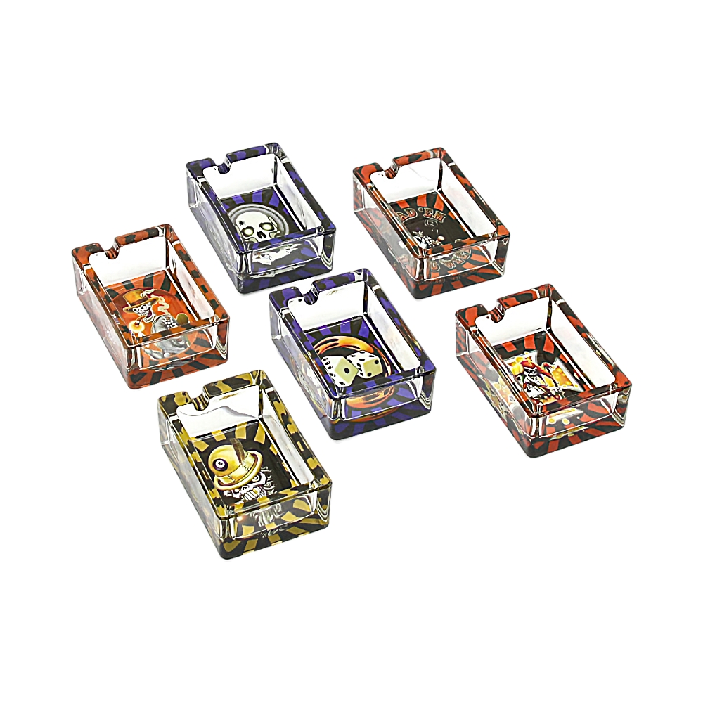 Scrumiera sticla dreptunghiulara Skull & Poker