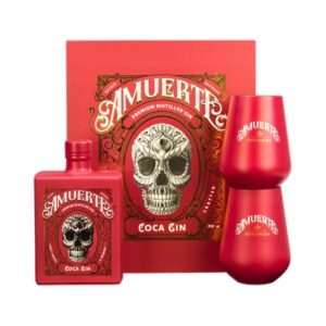 AMUERTE COCA LEAF GIN RED EDITION 0.7L 43%, 2 PAHARE